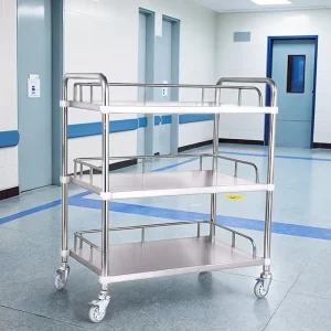 201/304 Premium Stainless Steel Medical Treatment Trolley Cart 3 Layers Heavy Duty Hospital Trolley