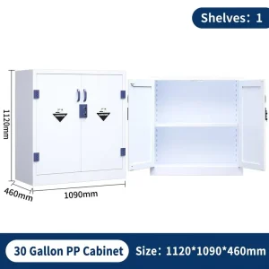 22 Gallon PP Chemical Storage Cabinet Hospital Laboratory Acid Base Safety Cabinet Corrosive Resistant 2 Shelves