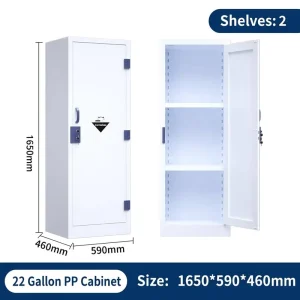22 Gallon PP Laboratory Furniture Chemical Storage Cabinet Acid and Base Safety Corrosive Resistant 2 Shelves