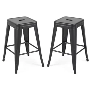 24 Inch Counter Height Stool Backless Metal Bar Stools Set of 2 Non Stackable Detachable Easy Assembly