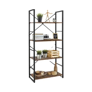 24 Inch Free Standing 4 Tier Industrial Metal Bookshelf Flower Pot Storage For Home Office Living Room Eco Friendly Durable