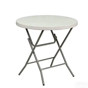 24Inch 60cm Small Round Bar Height Folding Table 4cm Thick HDPE Top Powder Coated Steel Frame for Home Bar