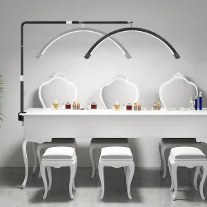 25 Inch Half Moon Light Nail Photography Light Table Lamps UV LED Nail Lamp with Phone Holder for Nail Lash Desk