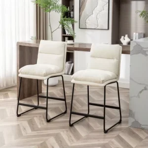 26 Inch Sled Base Counter Height Stools Set of 2 Upholstered Bar Stools for Kitchen Island Pub