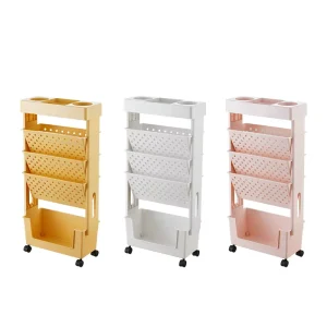 2606 Modern Design Multifunctional Office Classroom Deskside Book Storage Shelf Plastic Book Stand Holder With Wheels