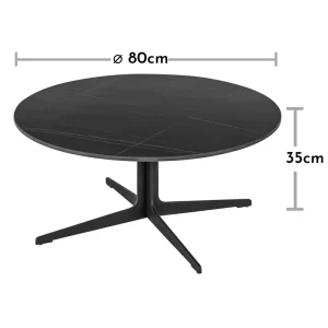 2Pcs Round Nesting Coffee Table Set Modern Minimal Sintered Stone Top Black Metal Leg Small Apartment Living Room Center Table