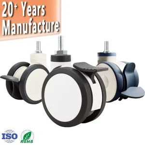 3 4 5 Inch Medical Castor Wheels Brake PU Nylon TPR Twin Swivel Medical Caster Wheels for Hospital Medical Equipment 45 125KG