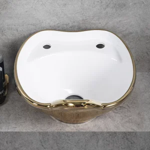 3 Color Ceramic Contemporary Shampoo Basin for Beauty Salon Hotel Bathroom Use Commercial Salon Furniture Factory Direct