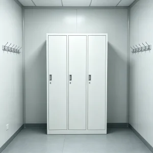 3 Door Steel Laboratory Locker Changing Cabinet with Shelf Hanging Rail for PPE Storage in Cleanroom Lab School & Gym