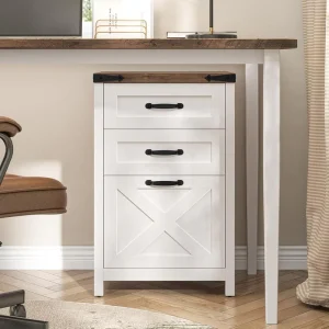 3 Drawer File Cabinet Vertical Filing Cabinet Fits Letter and A4 Size Under Desk Wooden File Cabinets Home Office Printer Stand