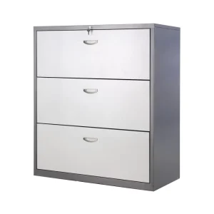 3 Drawer Lateral File Cabinet Heavy Duty Metal Filing Cabinet with Recessed Handle and Lock for A4 F4 Hanging File Folders