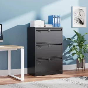 3 Drawer Lateral File Cabinet Modern Metal with Lock Easy Assembly for Office Home Bedroom School Warehouse Hotel Commercial Use