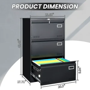 3 Drawer Metal Cabinet Lateral File Cabinet Office Letter Legal A4 Storage Model File Cabinet Drawer Document File Cabinet