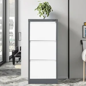 3 Drawer Metal File Cabinet Vertical Filing Cabinet with Lock Office Storage