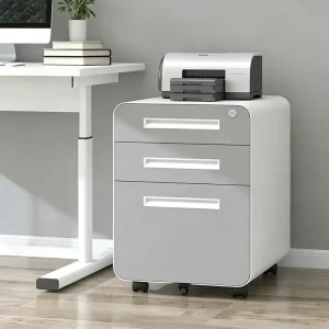 3 Drawer Metal Locker Mobile Pedestal with Stationery Tray Steel Filing Cabinet Under Desk Storage for Office Supplies