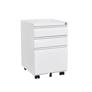 3 Drawer Mobile File Cabinet with Lock Rolling Metal Filing Cabinet for Legal Letter A4 Size Folders Under Desk Storage