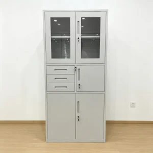 3 Drawer Steel File Cabinet Office Filing Cabinet with Glass and Steel Doors Adjustable Shelf for Office or Workshop