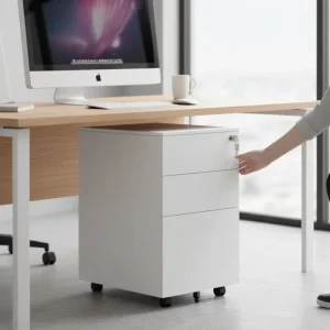 3 Drawer Steel Mobile File Cabinet With Interlocking System for Safe and Secure Office File Storage