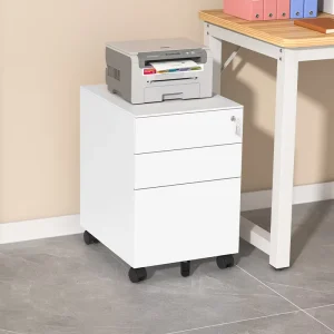 3 Drawers Rolling Metal Cabinet Mobile Sideboard with Wheels Lockable Steel File Cabinet Office Furniture for School Hospital