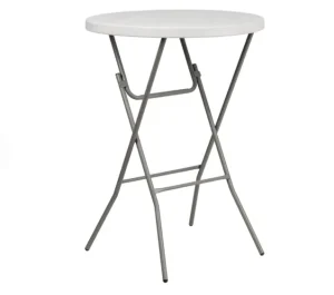 3 Foot Round Granite White Plastic Bar Height Folding Table