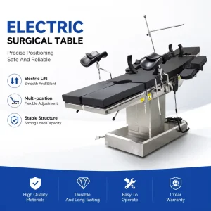 3 Function Electric Operating Table with 304 Stainless Steel Base and Waist Bridge for Surgical Theater Clinic