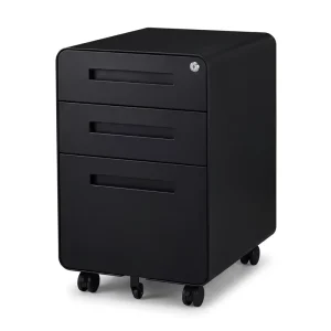 3 Layer Lockable File Cabinet with Casters Metal Powder Coated Mobile Pedestal Filing Cabinet Eco Friendly