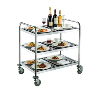 3 Layer Restaurant Food Service Kitchen Cart Steel Modern Kitchen Food Trolley with Silent Wheels