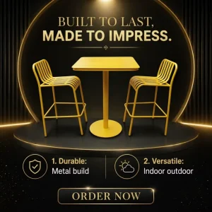 3 Pcs Outdoor Aluminum Bar Set with High Table and Bar Chairs for Home Bar & Garden Durable Commercial Furniture