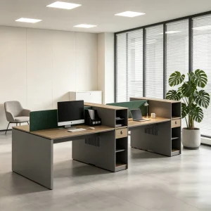 3 Person Ergonomic MDF Office Desk Workstation with Easy Assembly Modern Design