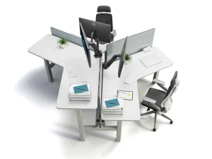 3 Person Office Desk Cubicle Workstations Adjustable Electric Standing Desk