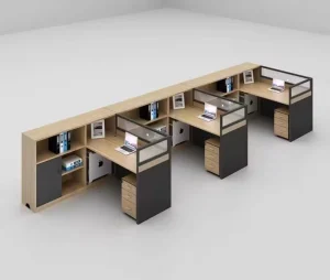 3 Person Work Station Desk With Partition Office Furniture