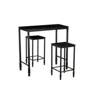 3 Piece Metal Wood Bar Chair and Table Set