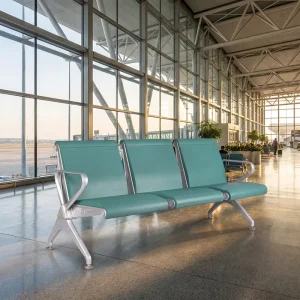 3 Seater Metal Frame Modern Commercial Waiting Chair with Arms for Hotel Hospital Railway Station