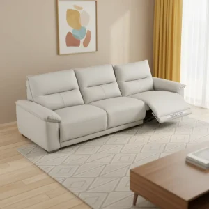3 Seaters Modern Genuine Leather Electric Power Luxury Sectional White Recliner Sofa for Hotel Apartment Villa