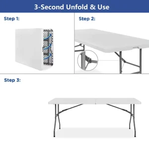 3 Second Unfold Portable Folding Table Modern Design Multi Functional Rectangular Metal Outdoor Furniture Table for Camping