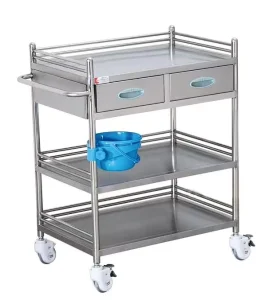 3 Shelves Stainless Steel Hospital Dressing Trolley Hospital Clinic Treatment Cart Trolley