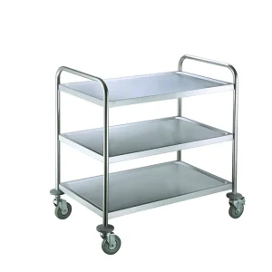 3 Tier Canteen Steel Food Service Mobile Cart Moving Heavy Duty Restaurant Kitchen Service Trolley