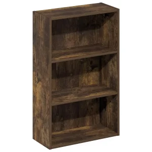 3 Tier Dark Wood Open Bookcase Freestanding Modern Multi functional Shelf Unit Sturdy Storage Organizer for Books Media School
