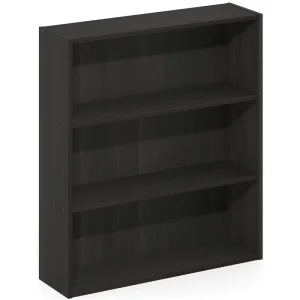3 Tier Dark Wood Open Bookcase Freestanding Modern Multi functional Space Saving Shelf Unit Sturdy Storage Organizer for School