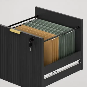 3 Tier Lockable Filing Cabinet Fluted Panel Vertical Tall Slim File Organizer with Keys Document Storage Home Office