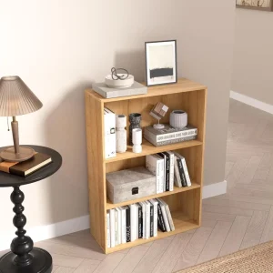 3-Tier Low Bookcase Storage Display Organizer Versatile 3-Cube Cubby Unit for Living Room & Home Office