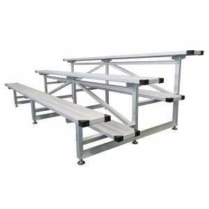 3 Tier Low Rise Aluminum Bleacher Portable Heavy Duty Weather Resistant Customizable Length Bench for Indoor and Outdoor NLP 3