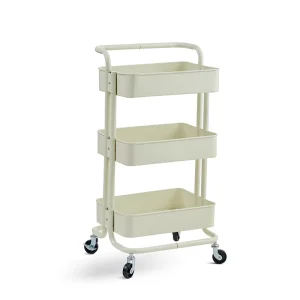 3 Tier Metal Rolling Storage Cart with Wheels Multifunctional Utility Trolley for Kitchen Bathroom Office