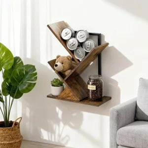 3 Tier Modern Customized Tree Book Shelves Logo Wall Mount Wood Eco Friendly Space Saving Multi Purpose Bedroom