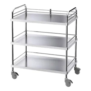 3 Tier Modern Stainless Steel Hospital Trolley Multipurpose Cart with Wheels for Hospital and Kitchen Use Commercial Furniture