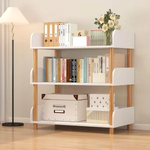 3 Tier Open Bookcase with Extra Deep Shelves Modern Display Bookshelf Solid Wood for Living Room Home Office & Bedroom