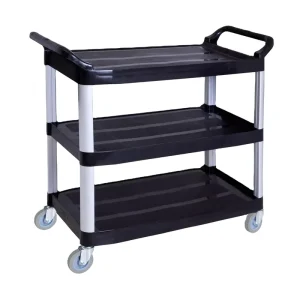 3 Tier Plastic Shelf with Aluminum Pipe Hotel Room Service Trolley Dining Cart for Food Serving