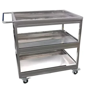3 Tier Stainless Steel Kitchen Trolley Restaurant and Hotel Equipment Supply Cart Hospital Industrial Lab with Handle