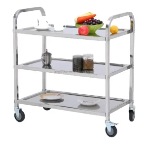 3 Tier Stainless Steel Serving Trolley Carts for Kitchen & Dining for Hotels & Restaurants Restaurant Trading Hotel Trolley