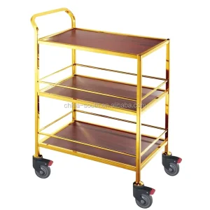 3 Tiers Hotel Room Wooden Service Catering Trolley